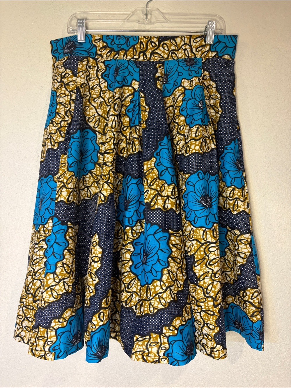 Francis + Benedict 100% cotton full midi skirt side zip pockets M